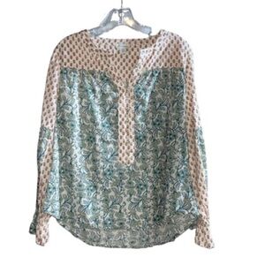 Sundance Cotton Boho Dainty Floral Fall Colors Print Long Sleeve Top‎ Size Small